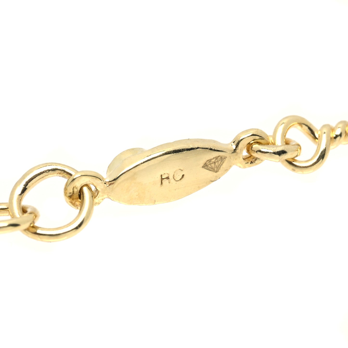 18K Yellow White Gold Diamonds by the Inch Dog Bone Chain Dangle Necklace