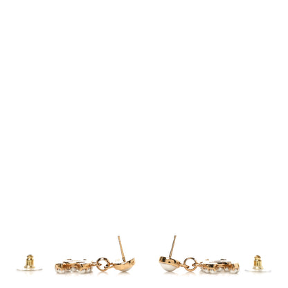 Chanel Pearl Crystal CC Drop Earrings Gold 3 of 4