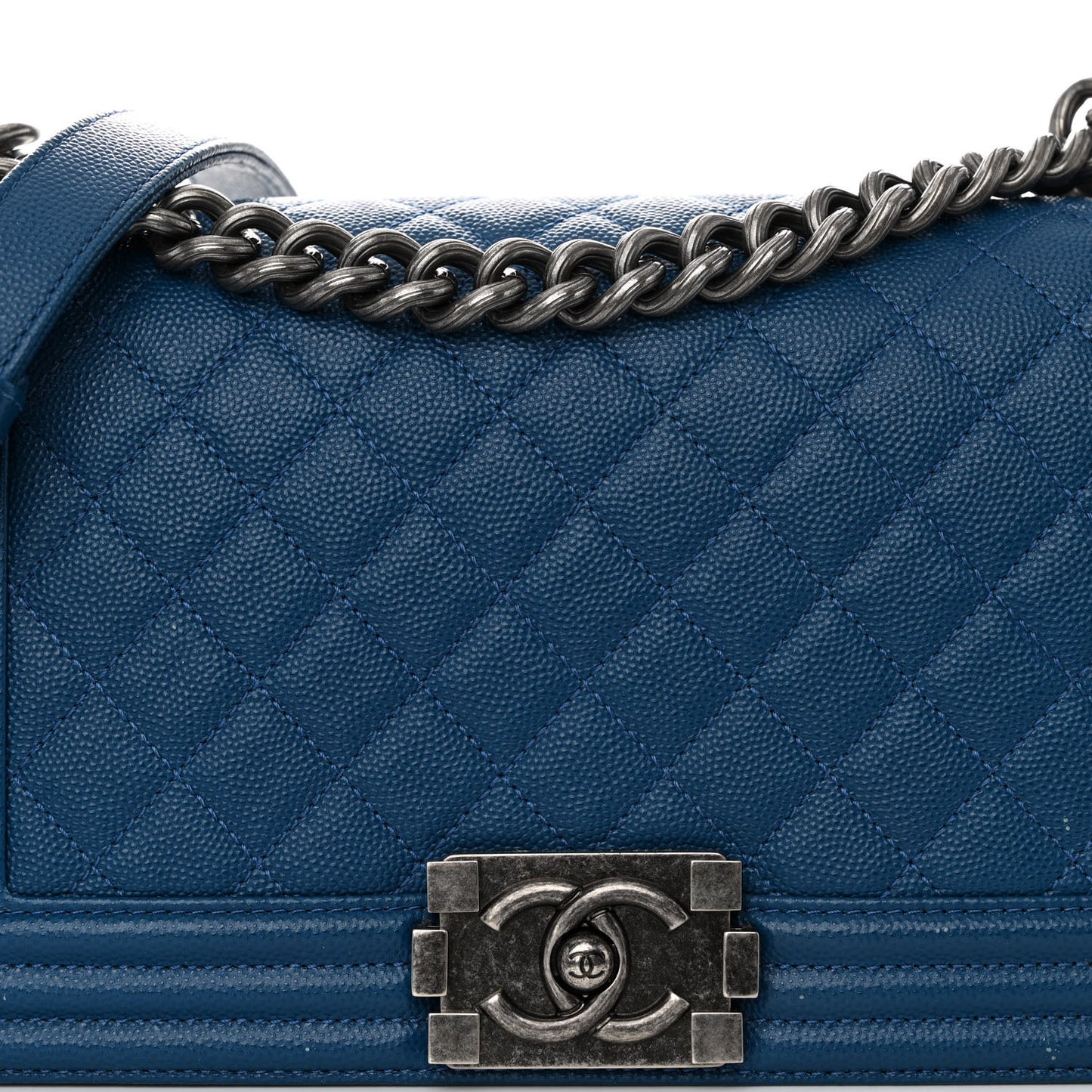 Caviar Quilted Medium Boy Flap Blue
