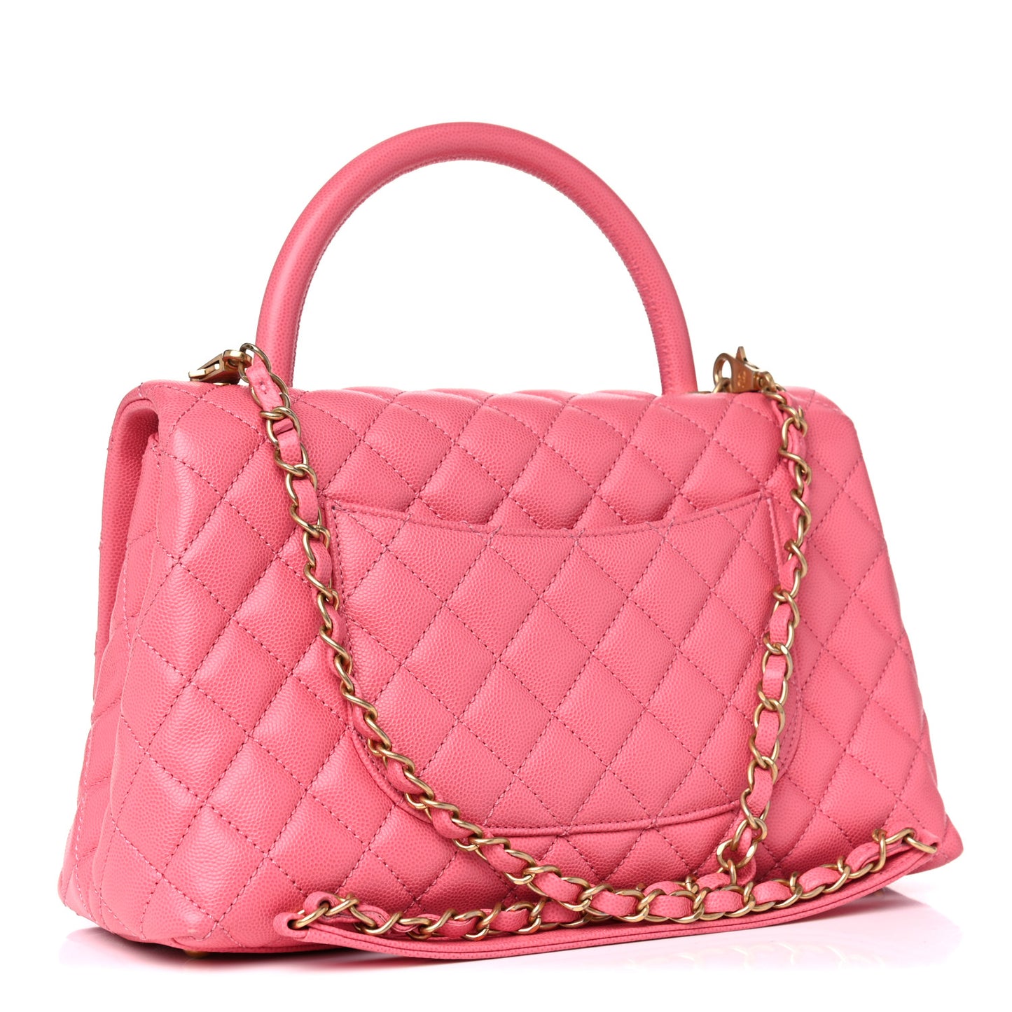 Caviar Quilted Small Coco Handle Flap Pink
