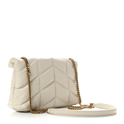 Saint Laurent Lambskin Quilted Toy Loulou Puffer Monogram Chain Satchel Crema Soft 3 of 9