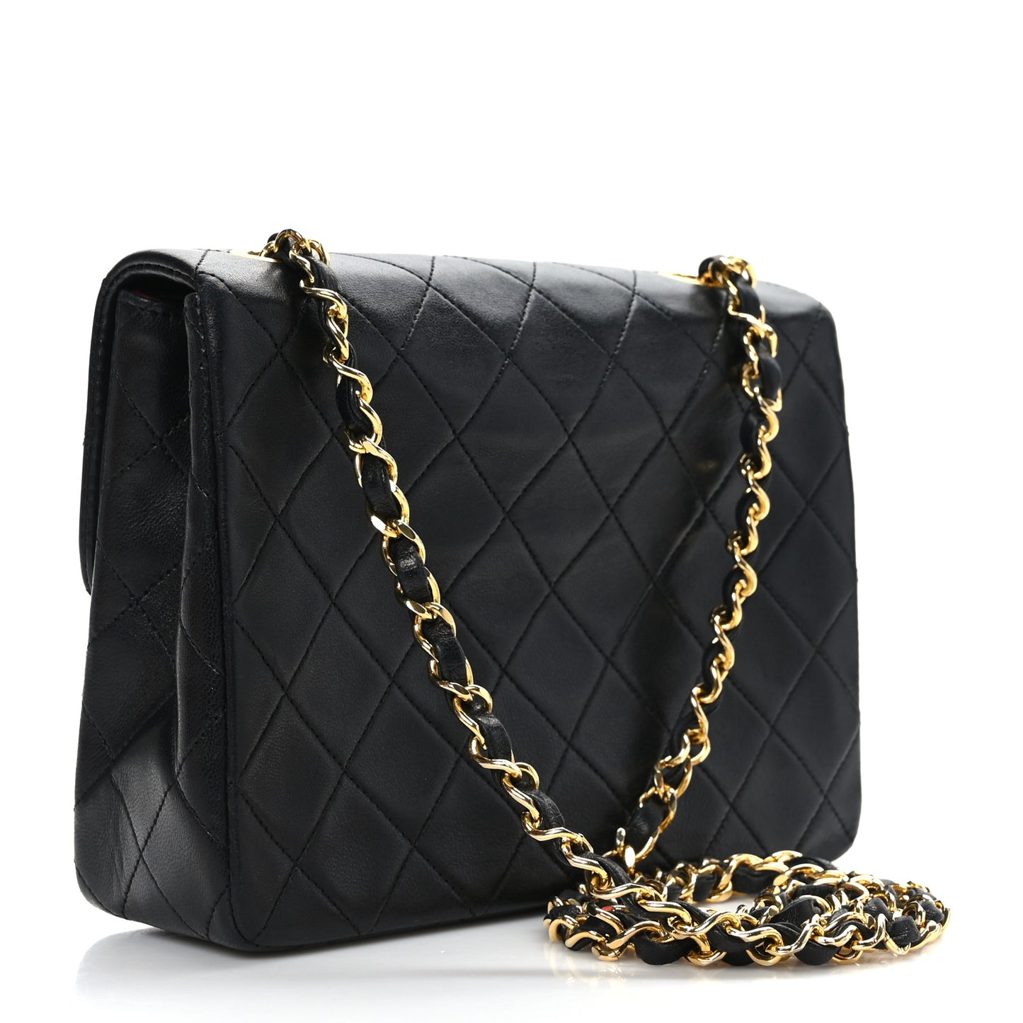 Lambskin Quilted Mini Square Flap Bag Black