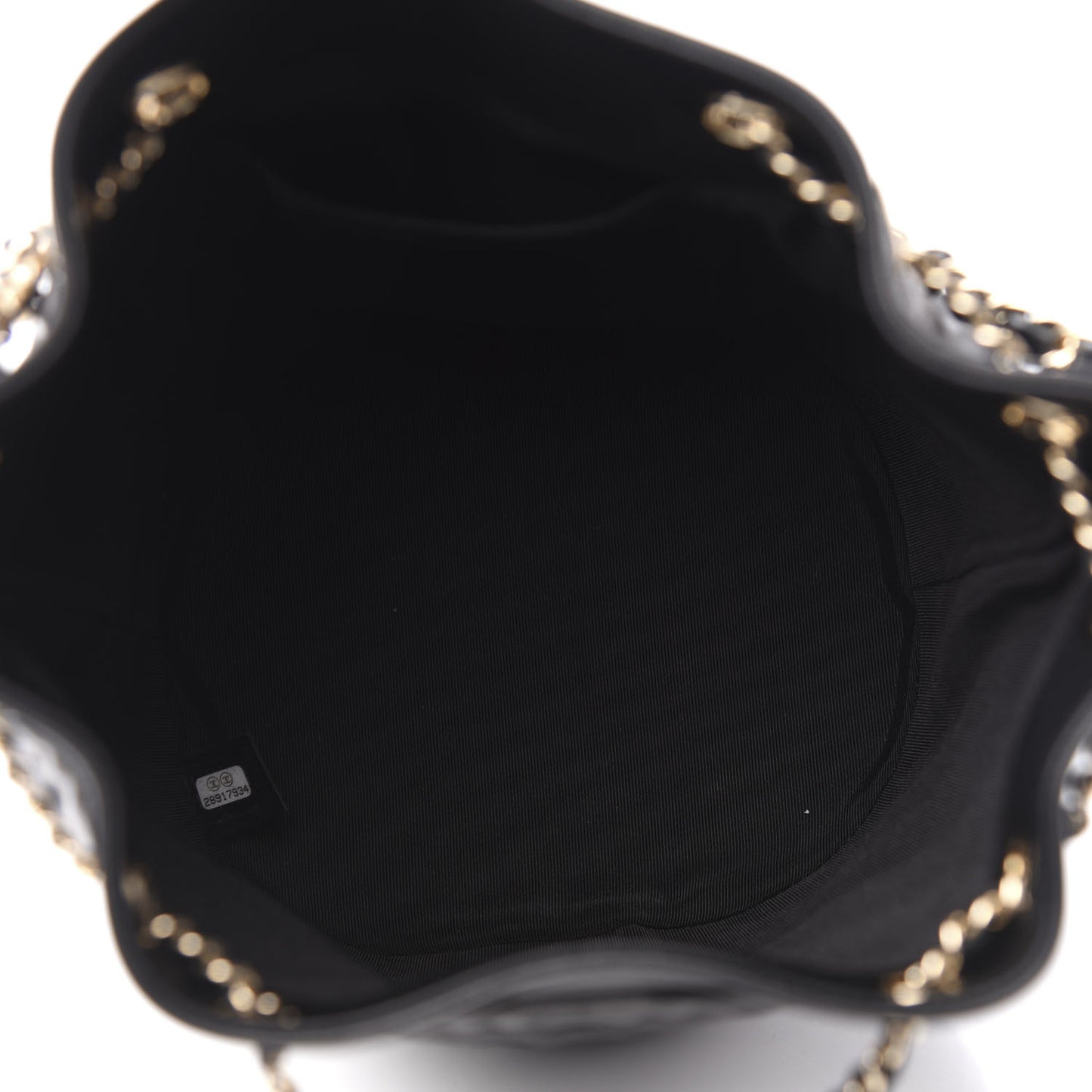 Lambskin Chevron Small Drawstring Bag Black