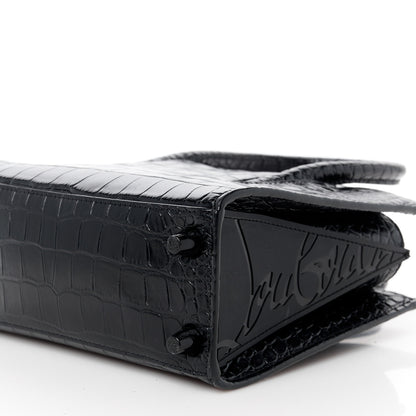 Christian Louboutin Calfskin Crocodile Embossed Mini Paloma Black 10 of 11