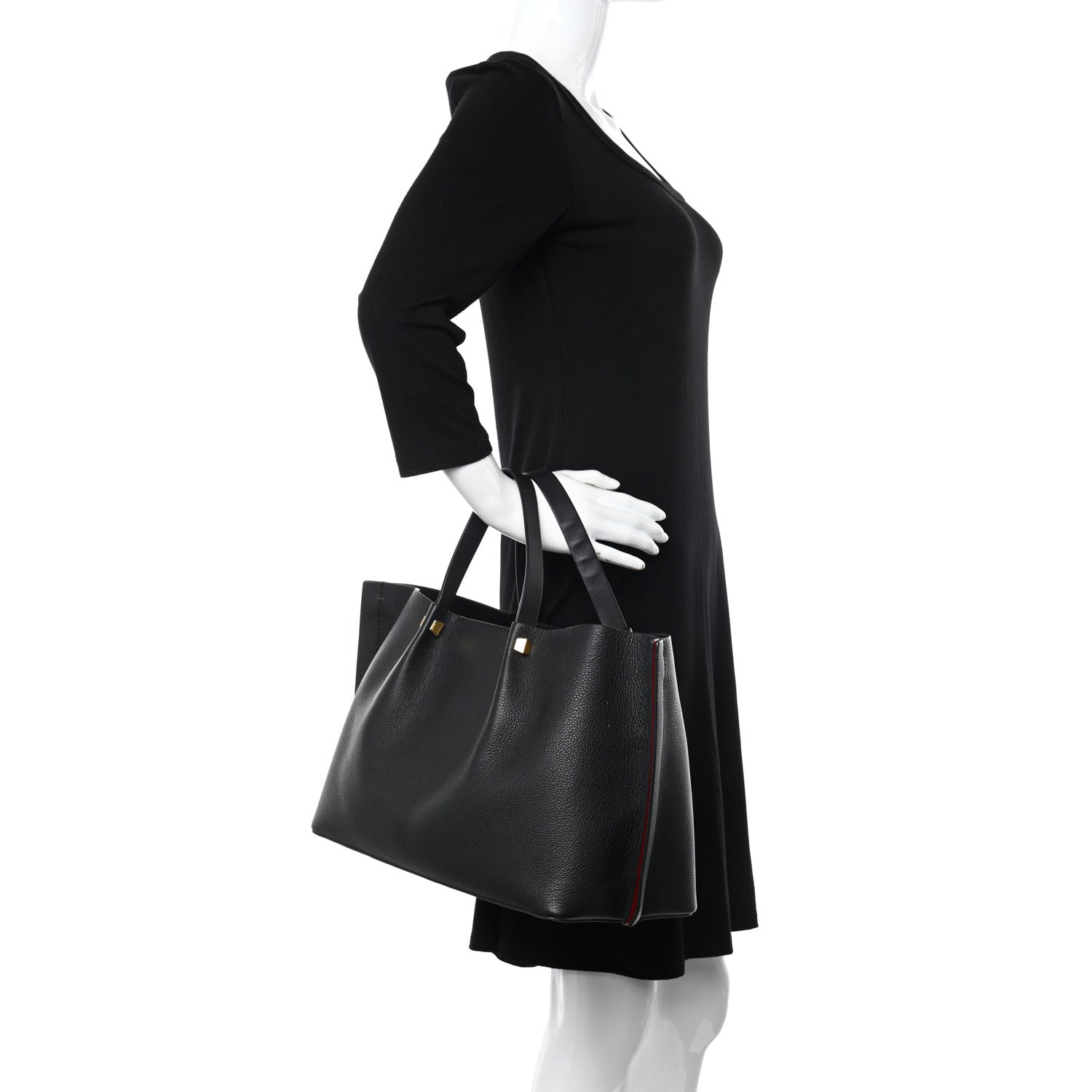 Valentino Garavani Grainy Calfskin Medium VLogo Escape Shopper Black 2 of 11