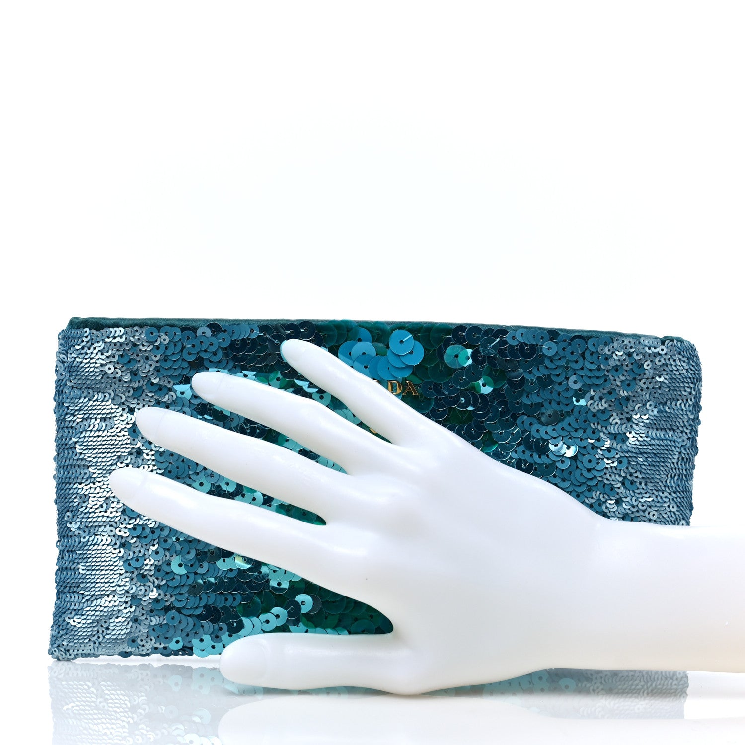 Prada Sequin Ombre Clutch Blue Green 2 of 7