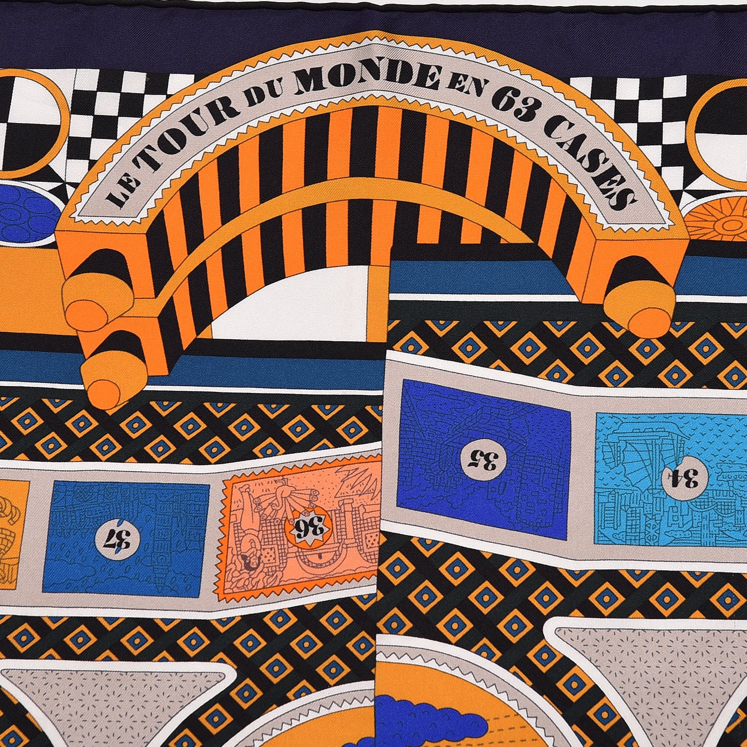 Hermes Silk Le Tour Du Monde En 63 Cases Scarf 90 5 of 7