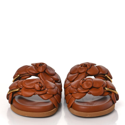 Valentino Garavani Calfskin Atelier 03 Rose Edition Double Buckle Slide Sandals 36 Cuoio 2 of 9