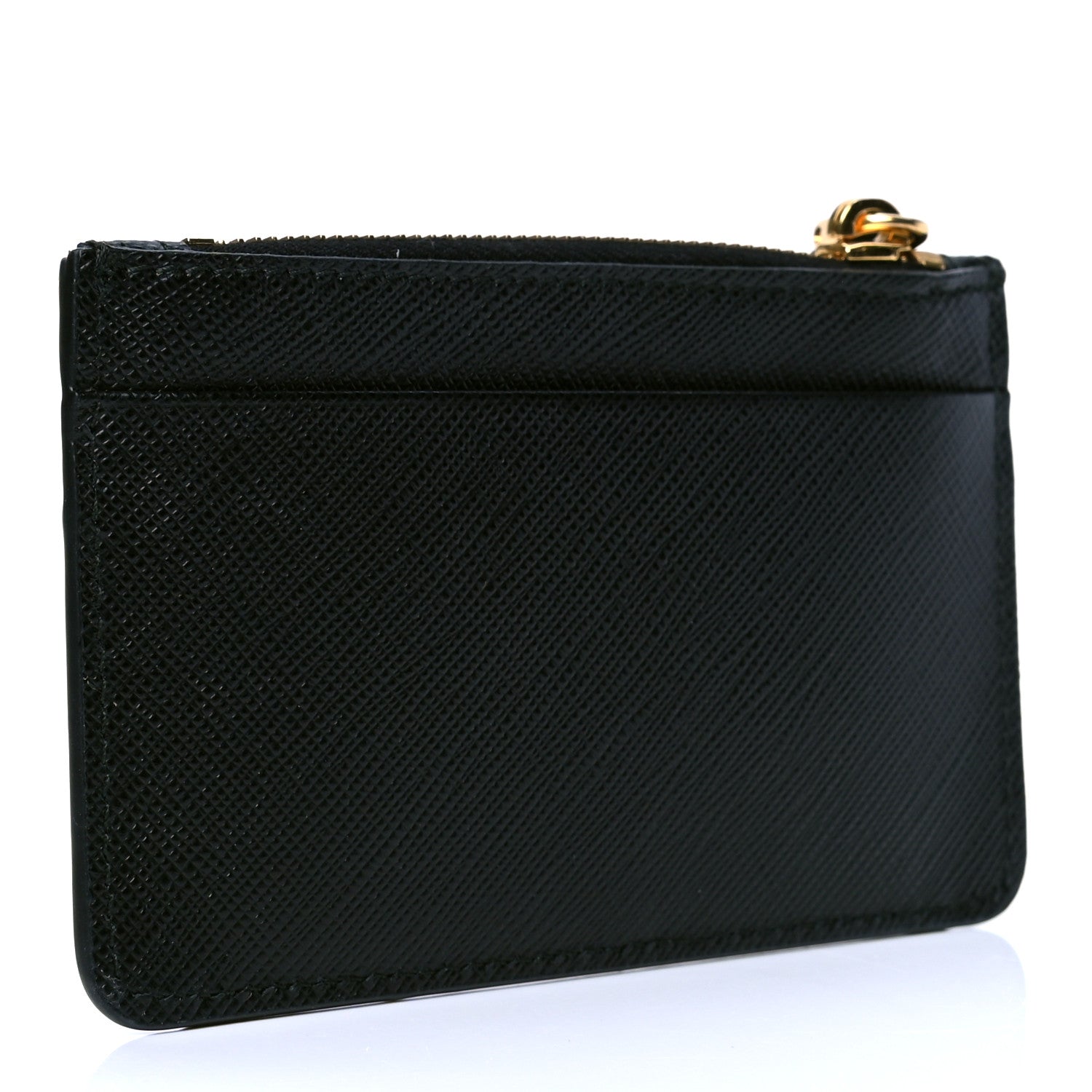 Prada Saffiano Metal Coin Case Card Holder Black 2 of 4