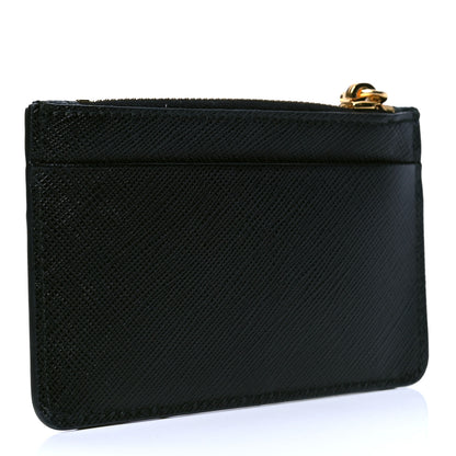 Prada Saffiano Metal Coin Case Card Holder Black 2 of 4