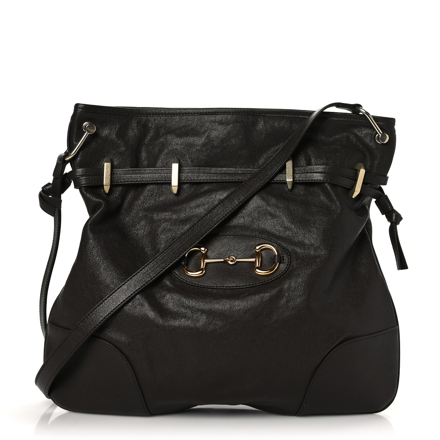 Sakai Be Green Calfskin Horsebit 1955 Cinch Top Messenger Bag Cocoa