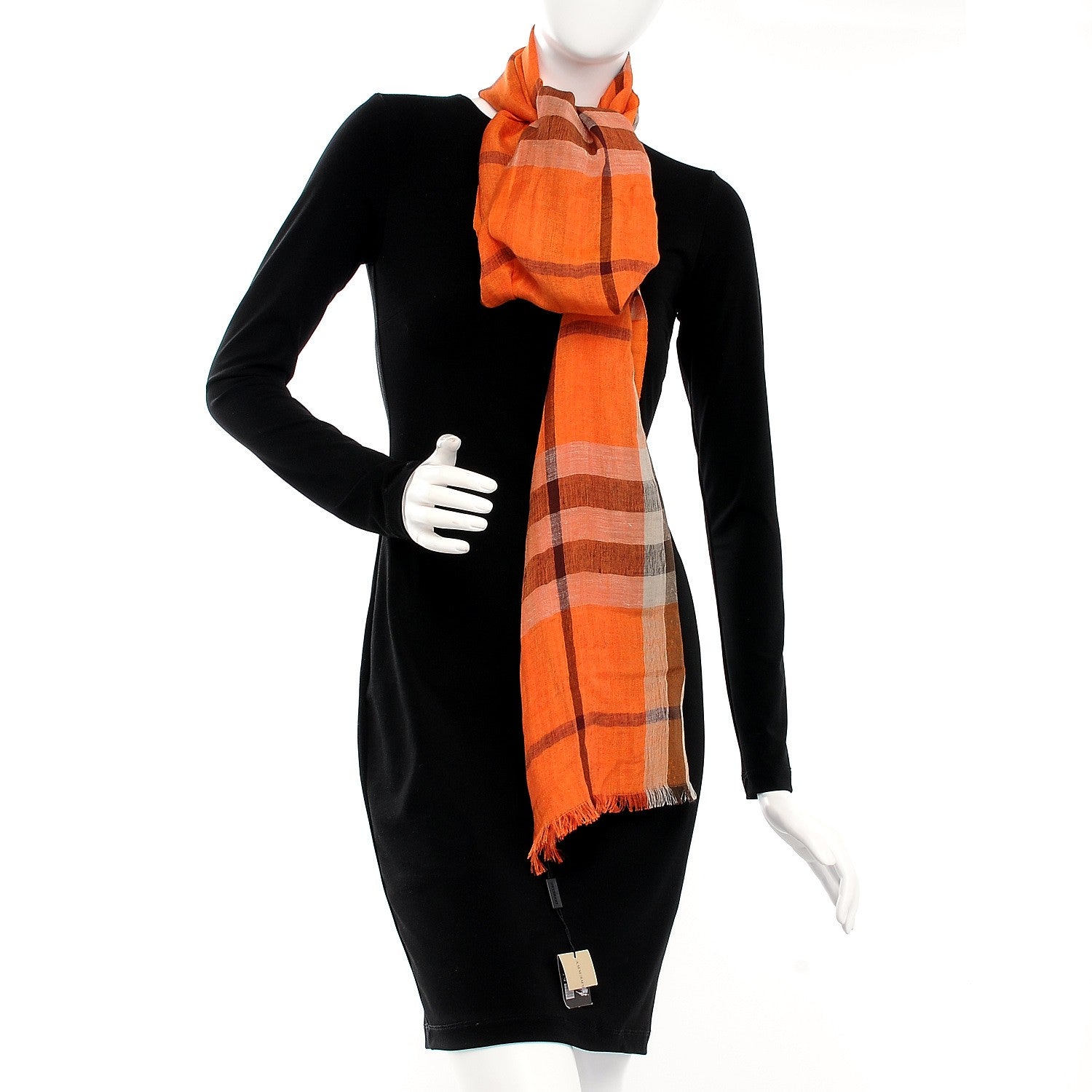 Burberry Linen Cotton Super Exploded Check Scarf Clementine 2 of 4