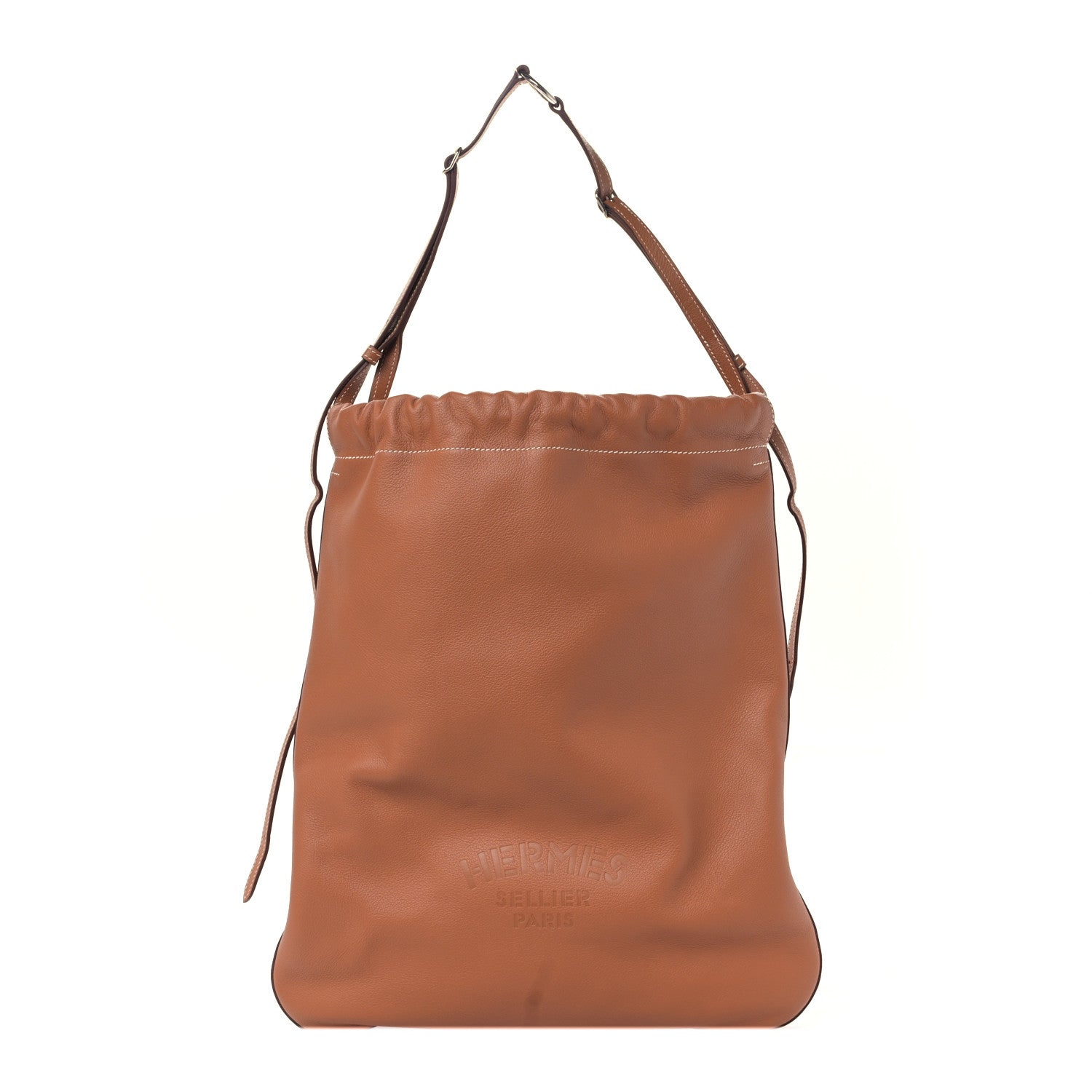 Hermes Cheri Calfskin Bridado Backpack Gold 1 of 8