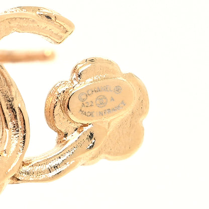Chanel Metal Camellia CC Earrings Gold 4 of 4