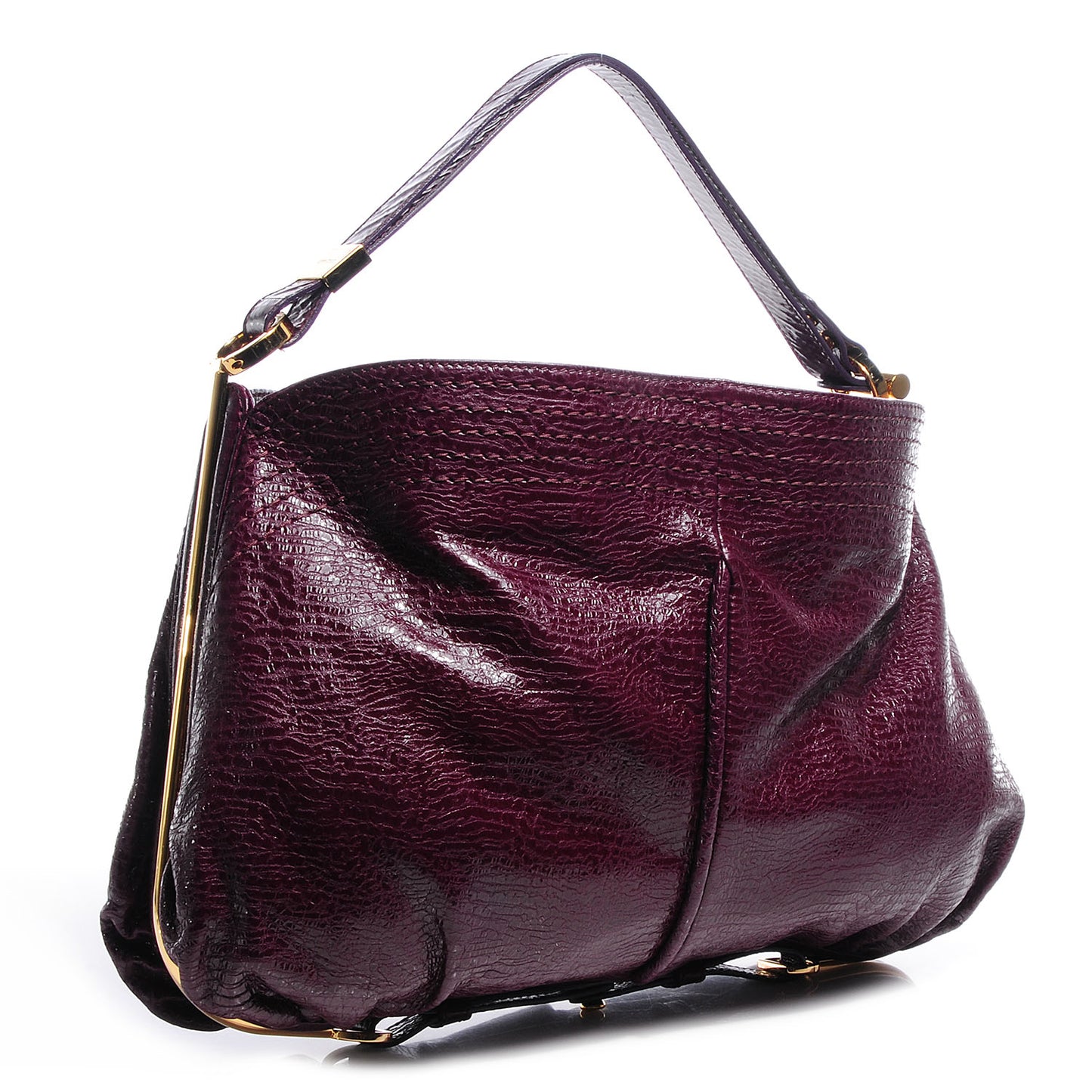 Glazed Leather Ayse Shoulder Bag Purple