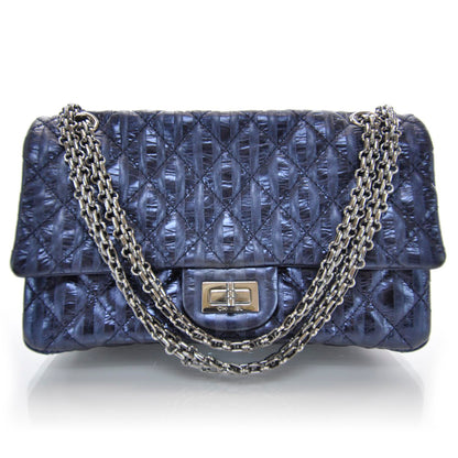 Chanel Striped Accordion Reissue Flap Metallic Blue 1 of 9