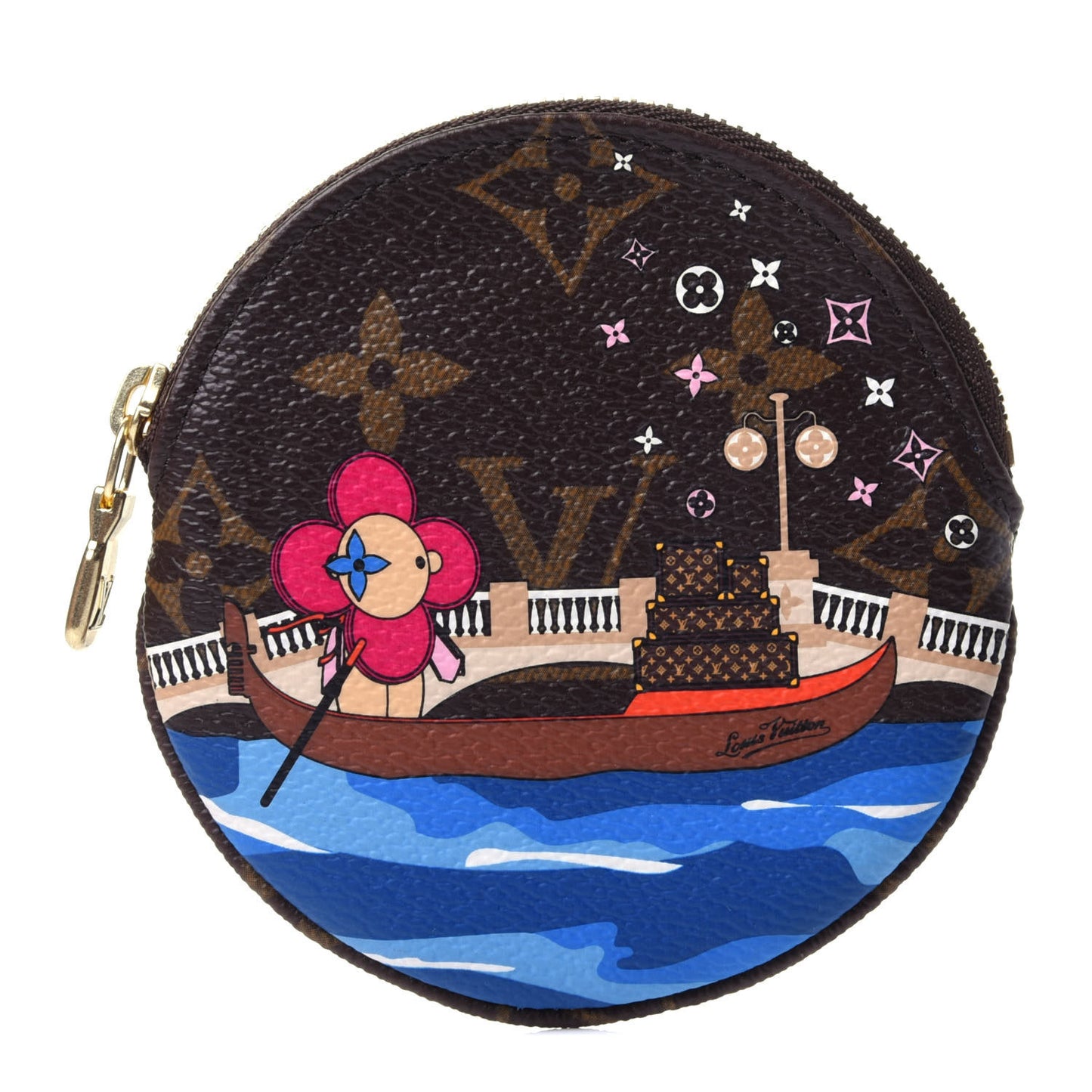 Monogram 2019 Christmas Animation Round Coin Purse Blue