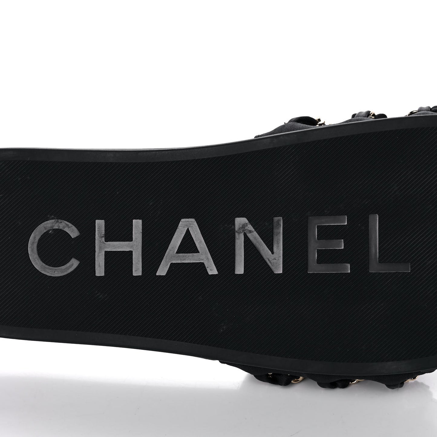 Satin Canvas Chain Slides Sandals Flats 41 Marine