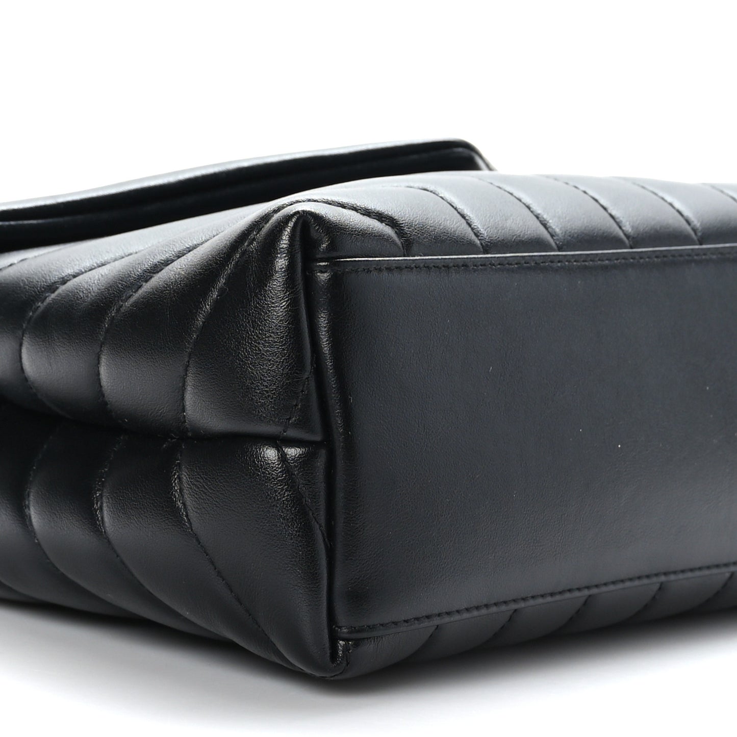 Calfskin Y Quilted Monogram Monochrome Small Loulou Chain Satchel Black