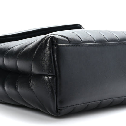 Saint Laurent Calfskin Y Quilted Monogram Monochrome Small Loulou Chain Satchel Black 8 of 9