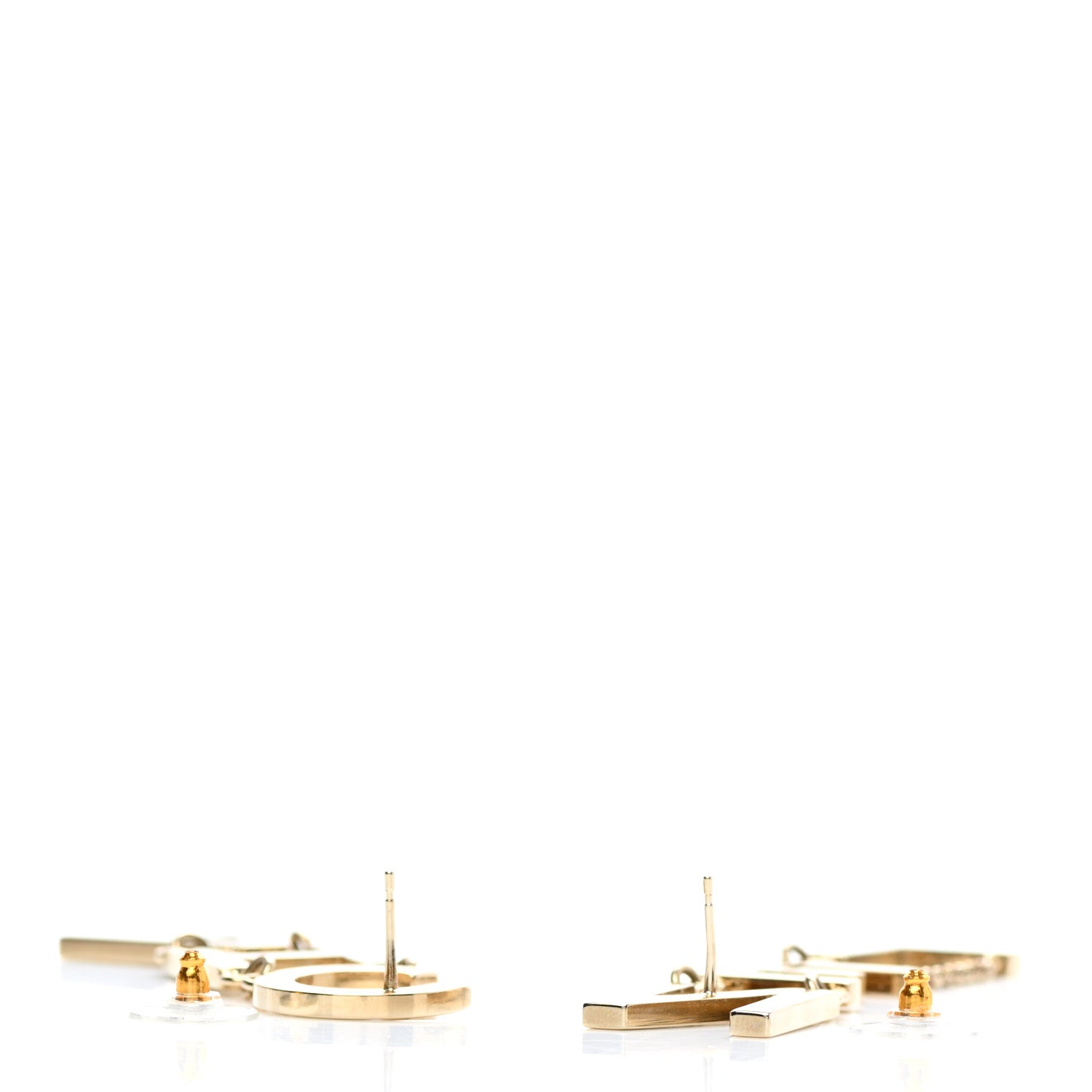 Chanel Metal Cha-Nel Logo Drop Earrings Gold 4 of 4