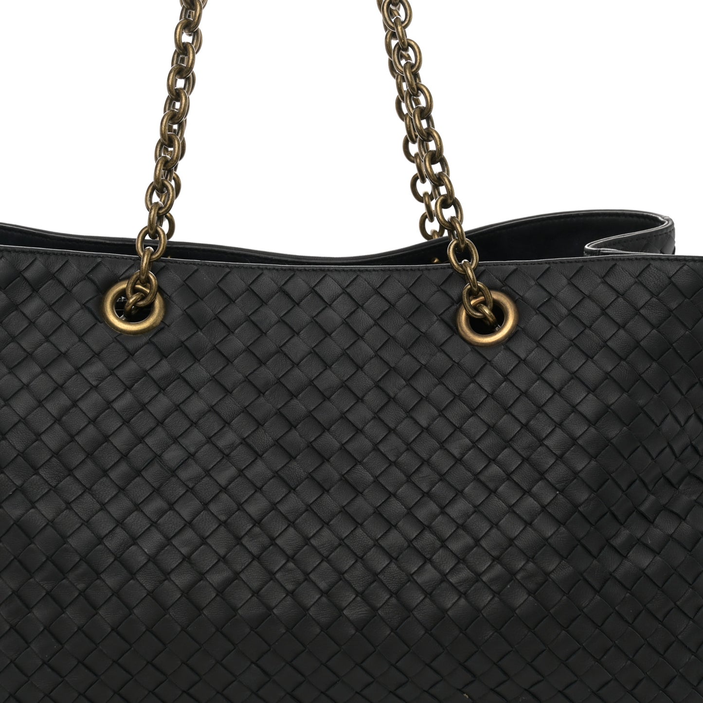 Nappa Intrecciato Medium Classic Chain Strap Tote Black