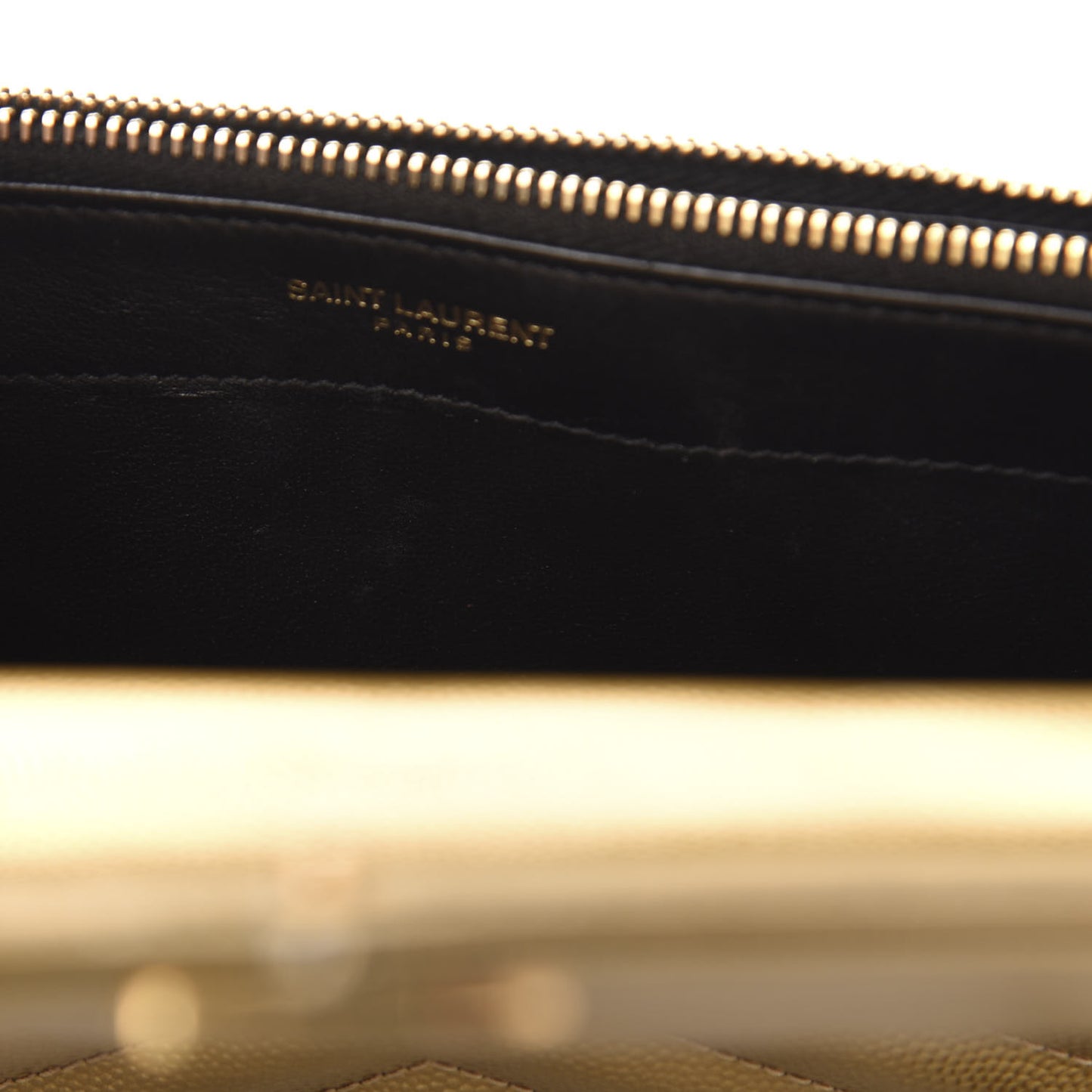 Metallic Calfskin Matelasse Chevron Monogram Envelope Chain Wallet Antic Gold