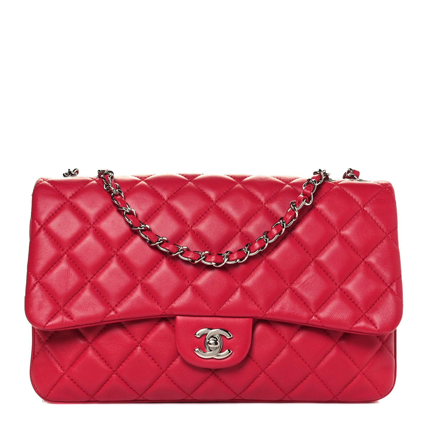 Lambskin Quilted Jumbo Chanel 3 Flap Dark Pink