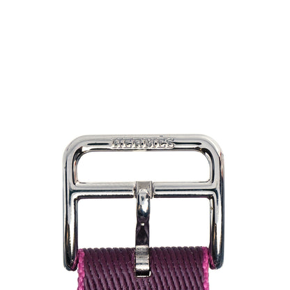 Hermes Nylon Weave 41mm H Vibration Jumping Watch Single Tour Band Cassis Magnolia 4 of 6