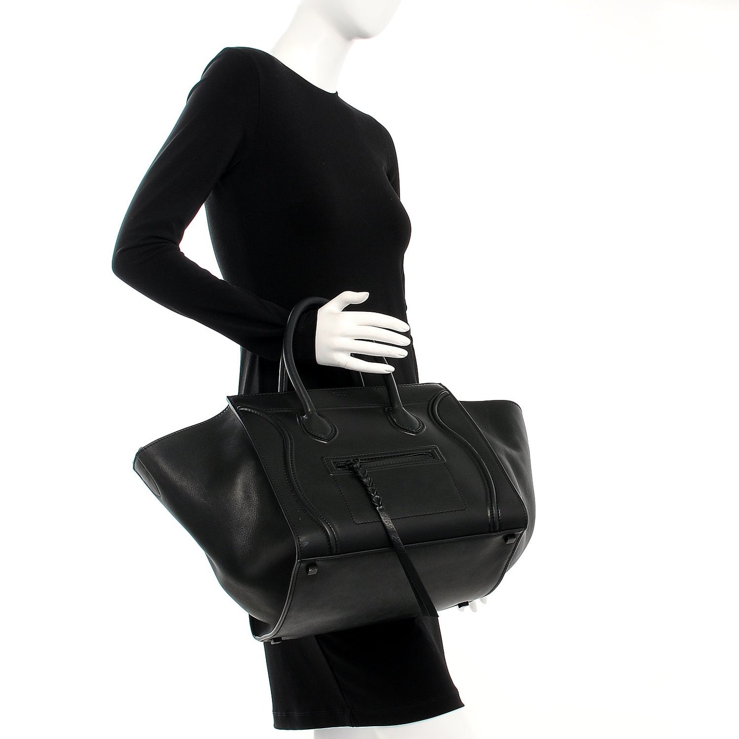 Supple Calfskin Medium Phantom Luggage Black