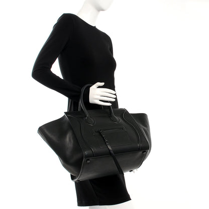 Celine Supple Calfskin Medium Phantom Luggage Black 2 of 8