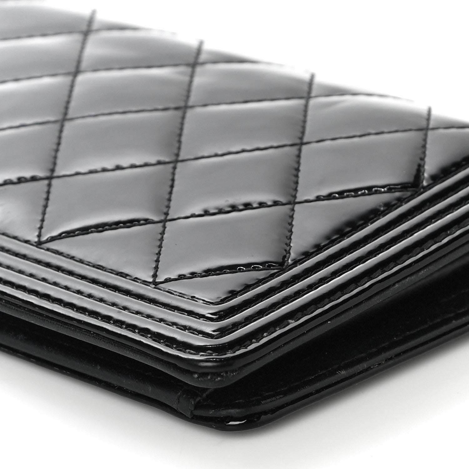 Chanel Patent Calfskin Quilted Boy Yen Wallet Black 11 of 15