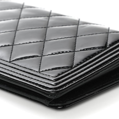 Chanel Patent Calfskin Quilted Boy Yen Wallet Black 11 of 15