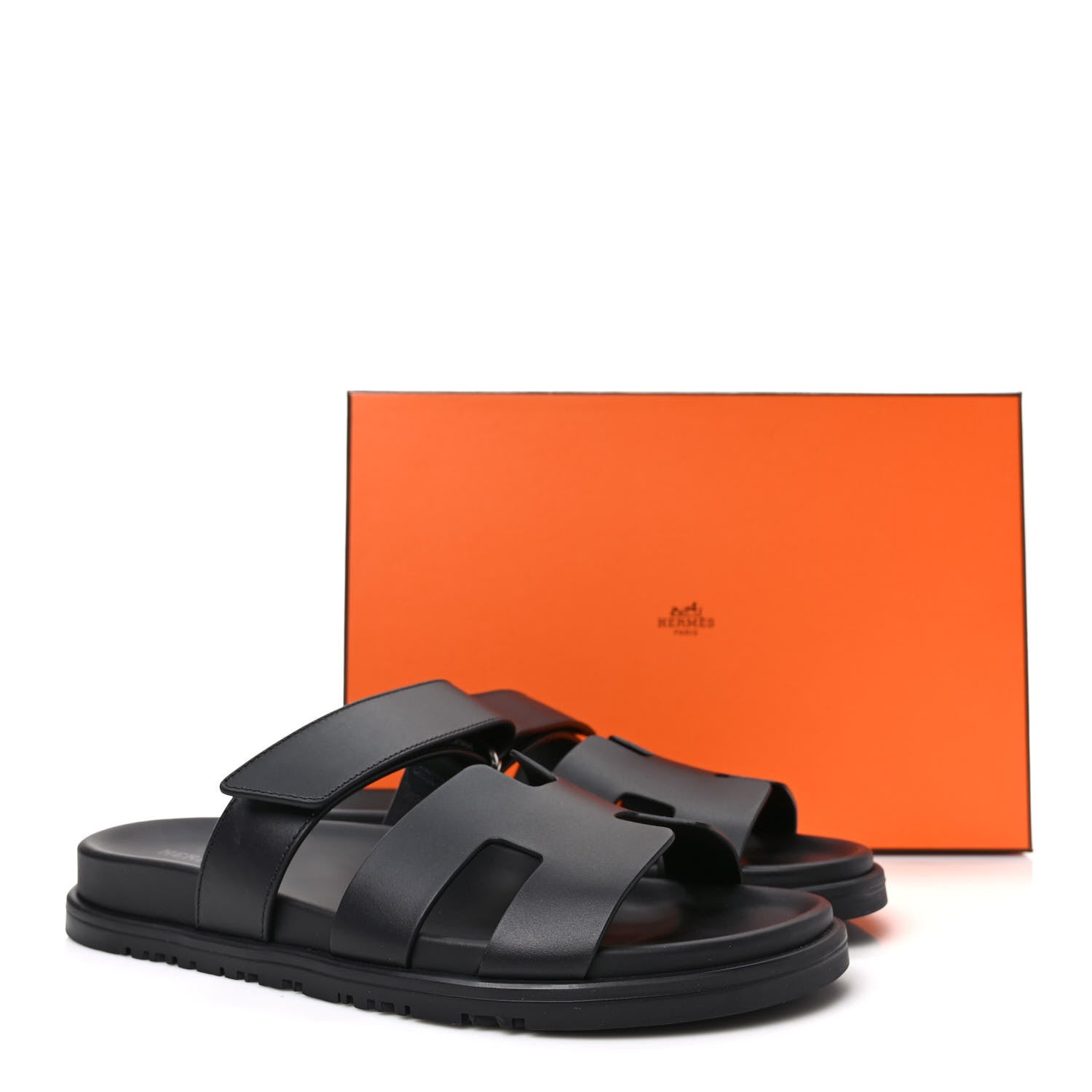 Hermes Calfskin Womens Chypre Sandals 38 Black 9 of 9