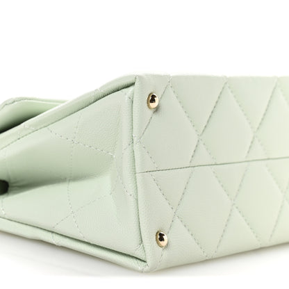 Chanel Caviar Quilted Retro Medium Twist Top Handle Clutch Light Green 9 of 10