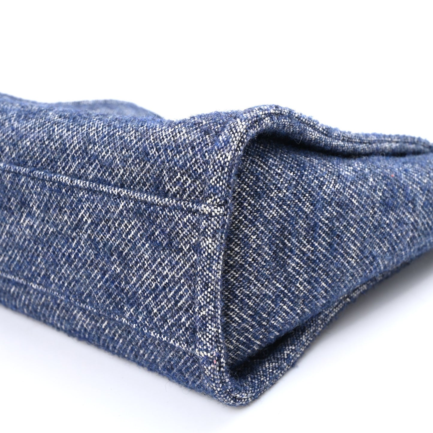 Mixed Fibers Calfskin Small Deauville Tote Blue