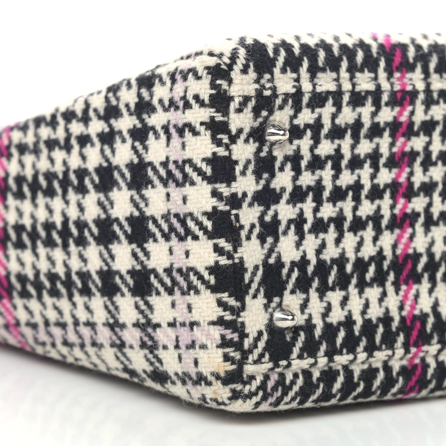 Christian Dior Tweed Crocodile Mink Plaid Medium Lady Dior Black Pink White 8 of 9