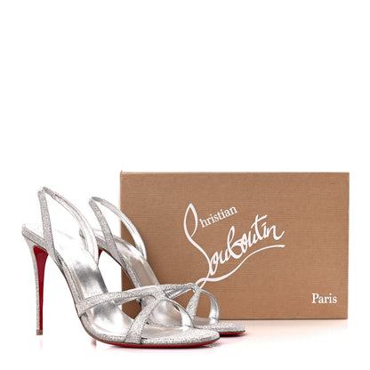 Christian Louboutin Glitter Emilie 100 Slingback Sandals 40.5 Silver 8 of 8