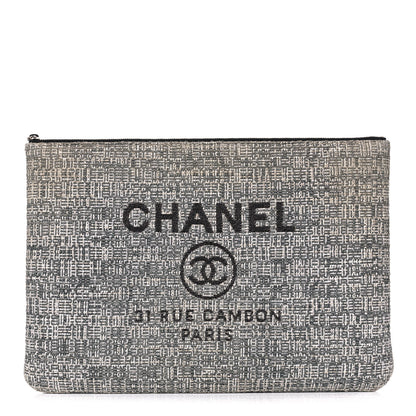 Chanel Canvas Medium Deauville Cosmetic Pouch Grey 1 of 11