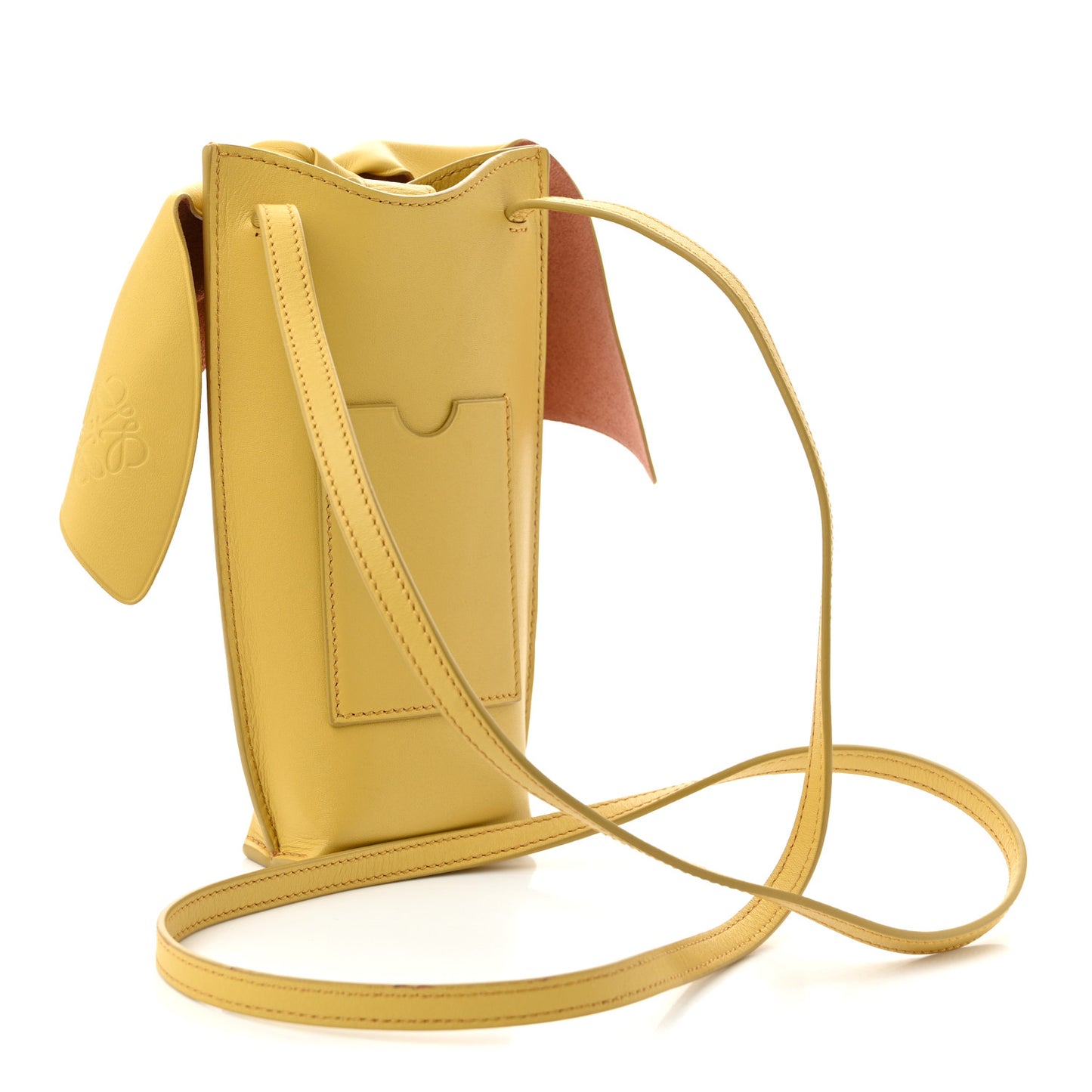 Calfskin Bunny Pouch Crossbody Bag Mustard