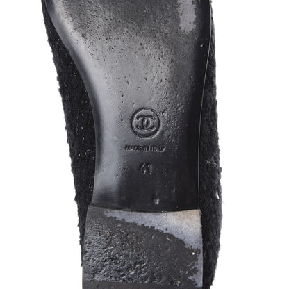 Chanel Tweed Patent Calfskin Cap Toe Ballerina Flats 41 Black 8 of 10