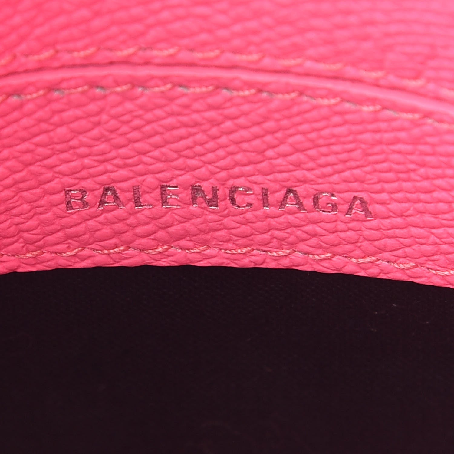 Balenciaga Signature Grained Calfskin Logo XXS Ville Top Handle Bag Acid Pink Black 5 of 7