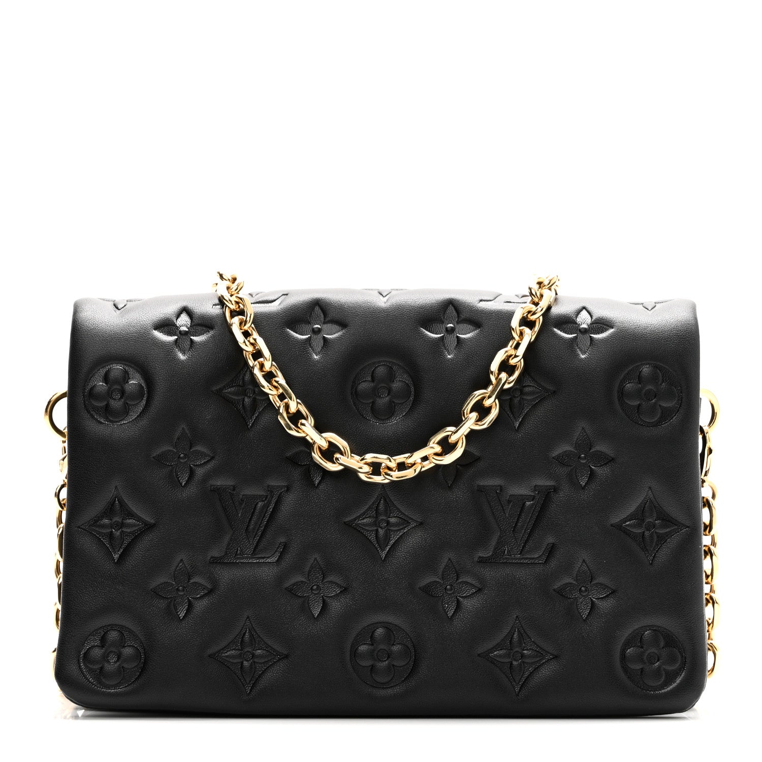 Louis Vuitton Lambskin Embossed Monogram Pochette Coussin Black 1 of 10