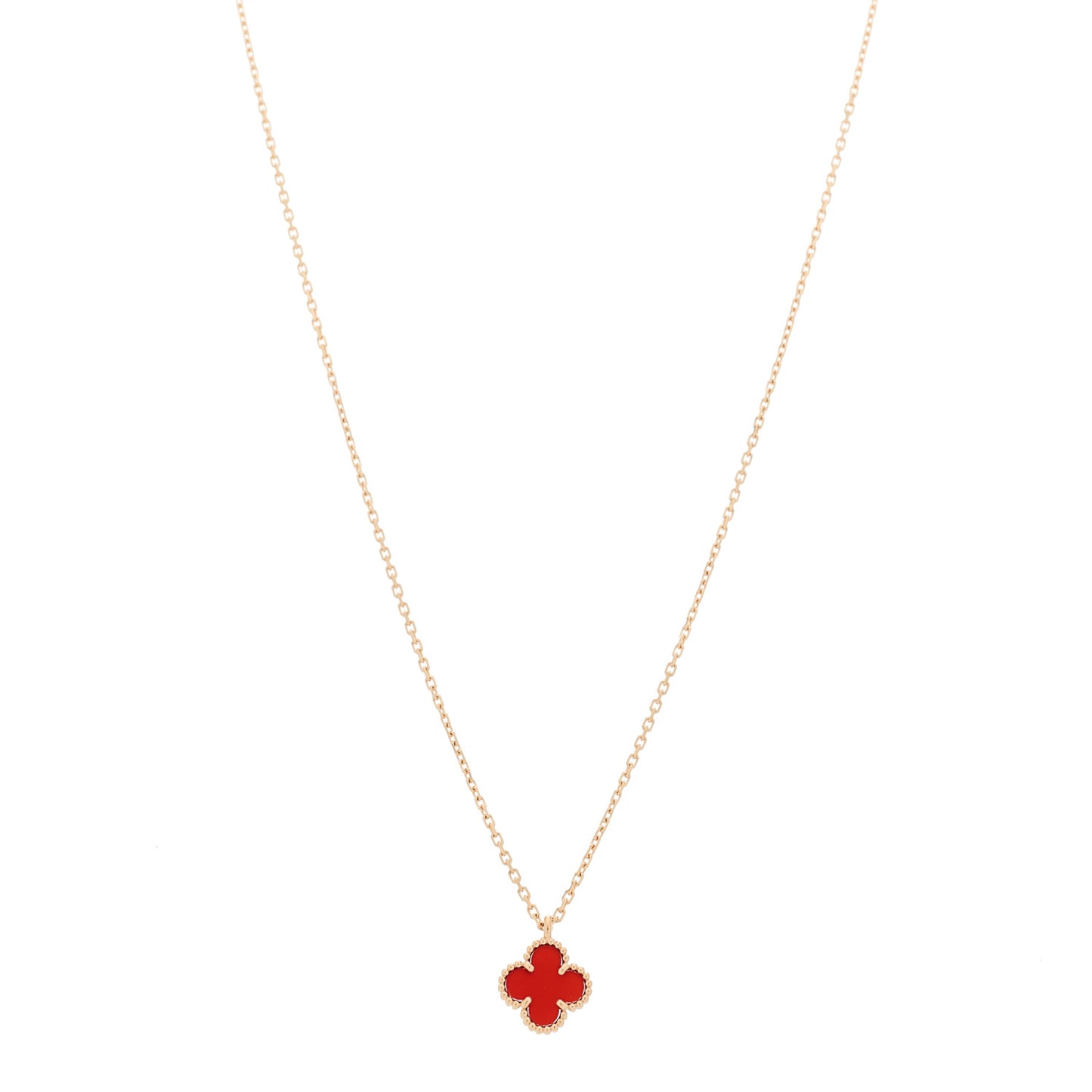 18K Rose Gold Carnelian Sweet Alhambra Pendant