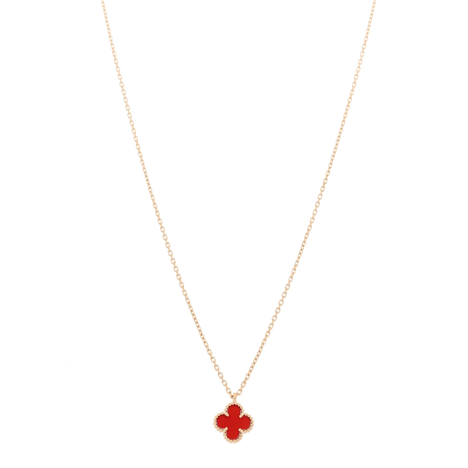 Van Cleef & Arpels 18K Rose Gold Carnelian Sweet Alhambra Pendant 1 of 5