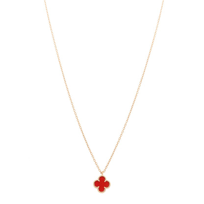 Van Cleef & Arpels 18K Rose Gold Carnelian Sweet Alhambra Pendant 1 of 5