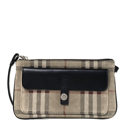 Burberry Calfskin Suede House Check Clutch Black 1 of 8