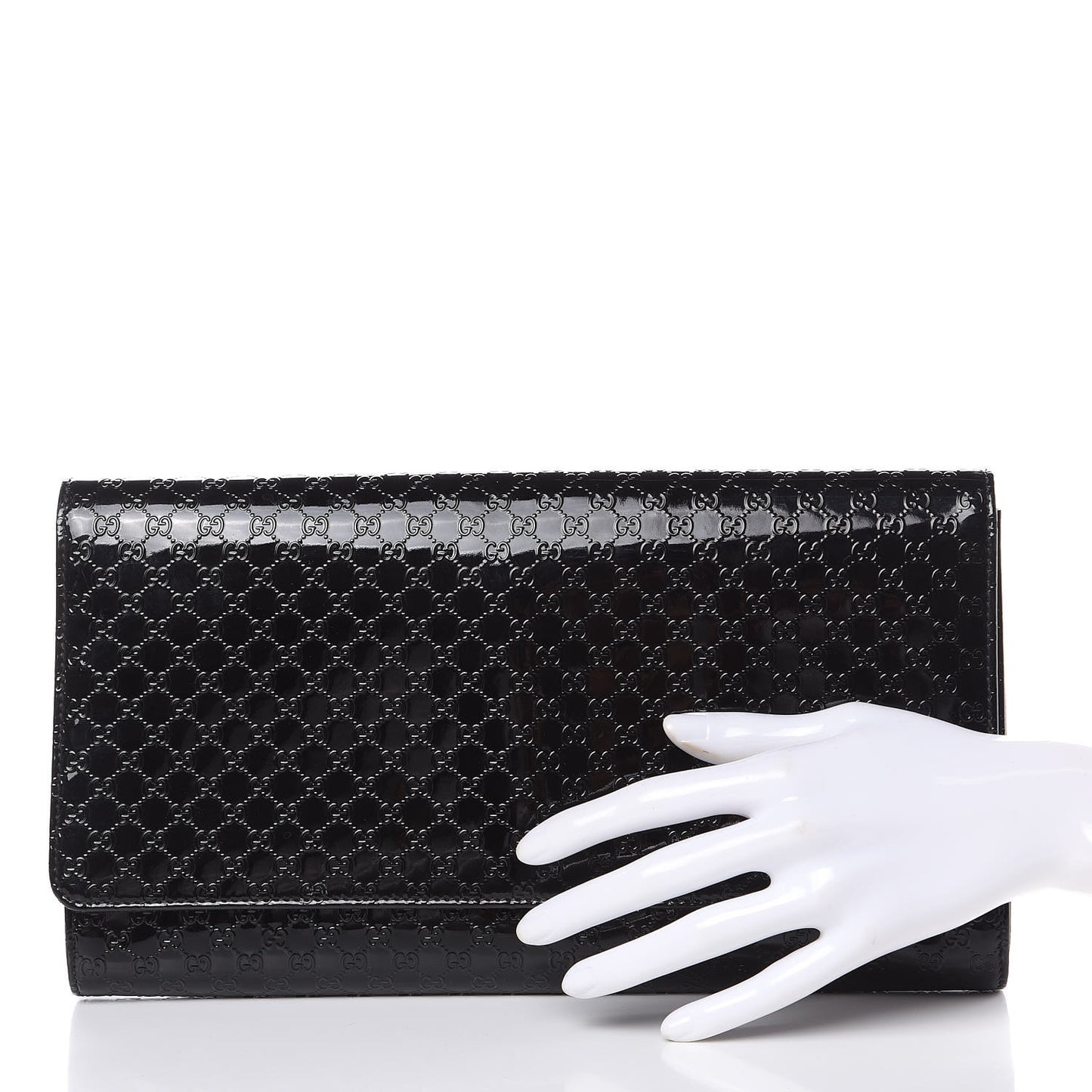 Patent Microguccissima Medium Broadway Clutch Black