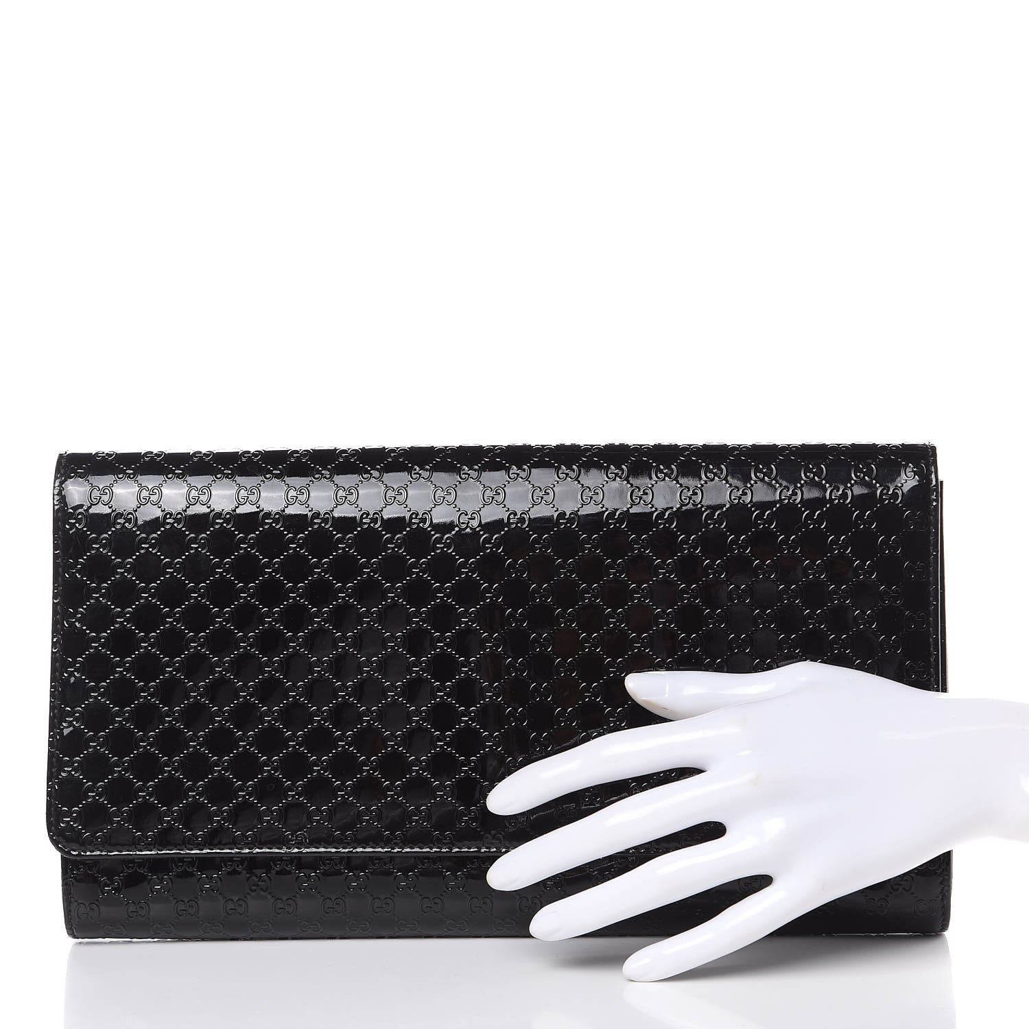 Gucci Patent Microguccissima Medium Broadway Clutch Black 2 of 10
