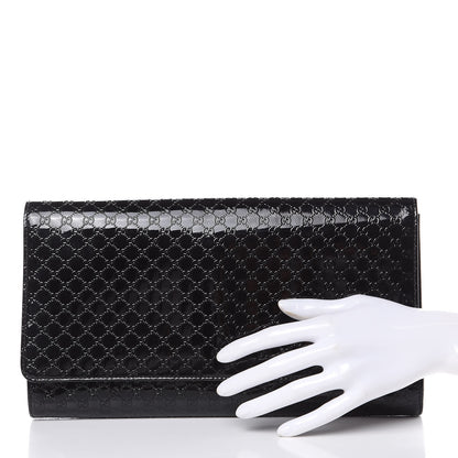 Gucci Patent Microguccissima Medium Broadway Clutch Black 2 of 10